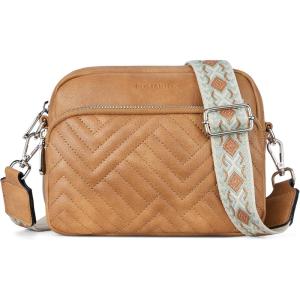 imageBOSTANTEN Crossbody Bags for Women Vegan Leather Purses Quilted Shoulder Handbags with Adjustable Shoulder StrapA01camel