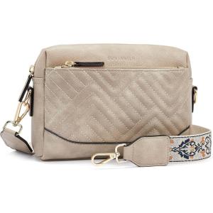 imageBOSTANTEN Crossbody Bags for Women Vegan Leather Purses Quilted Shoulder Handbags with Adjustable Shoulder StrapB01grey