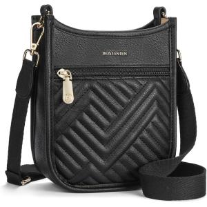 imageBOSTANTEN Small Crossbody Purses for Women Cell Phone Bag Quilted Shoulder Handbags with Detachable StrapBlack