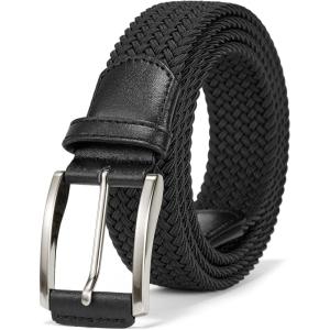 imageBOSTANTEN Stretch Belts for Men Braided Woven Belts Men 1 38quot Gift for Golf Pants Casual Shorts Jeans001black
