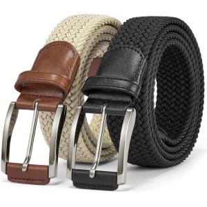 imageBOSTANTEN Stretch Belts for Men Braided Woven Belts Men 1 38quot Gift for Golf Pants Casual Shorts Jeans004blackKhaki