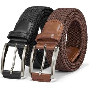 imageBOSTANTEN Stretch Belts for Men Braided Woven Belts Men 1 38quot Gift for Golf Pants Casual Shorts Jeans005blackCoffee