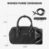imageBOSTANTEN Vegan Leather Satchel Bag Quilted Crossbody Purses for Women Small Tote Shoulder Handbags with Detachable StrapBlack