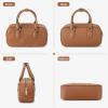 imageBOSTANTEN Vegan Leather Satchel Bag Quilted Crossbody Purses for Women Small Tote Shoulder Handbags with Detachable StrapBrown