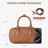 imageBOSTANTEN Vegan Leather Satchel Bag Quilted Crossbody Purses for Women Small Tote Shoulder Handbags with Detachable StrapBrown