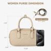 imageBOSTANTEN Vegan Leather Satchel Bag Quilted Crossbody Purses for Women Small Tote Shoulder Handbags with Detachable StrapNude