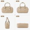 imageBOSTANTEN Vegan Leather Satchel Bag Quilted Crossbody Purses for Women Small Tote Shoulder Handbags with Detachable StrapNude