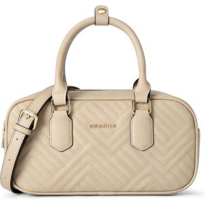 imageBOSTANTEN Vegan Leather Satchel Bag Quilted Crossbody Purses for Women Small Tote Shoulder Handbags with Detachable StrapNude