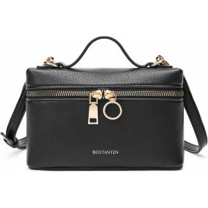 imageBOSTANTEN Vegan Leather Satchel Bag Quilted Crossbody Purses for Women Small Tote Shoulder Handbags with Detachable StrapZ01black