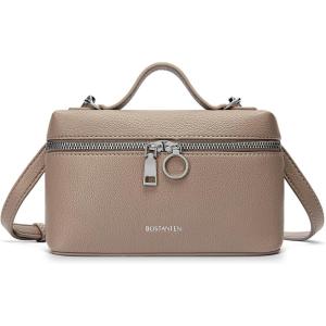 imageBOSTANTEN Vegan Leather Satchel Bag Quilted Crossbody Purses for Women Small Tote Shoulder Handbags with Detachable StrapZ01camel