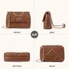 imageBOSTANTEN Crossbody Bags for Women Small Purse Vegan Leather Quilted Shoulder Bag With Chain Trendy Ladies HandbagsBrown