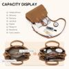imageBOSTANTEN Suede Purse for Women Top Handle Satchel Large Tote Crossbody Handbags with Adjustable Strap and MagneticBrown