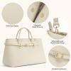 imageBOSTANTEN Work Tote Bags for Women Suede Leather Top Handle Satchel Crossbody Bag shoulder Purse with Adjustable StrapBeige