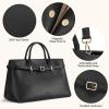 imageBOSTANTEN Work Tote Bags for Women Suede Leather Top Handle Satchel Crossbody Bag shoulder Purse with Adjustable StrapBlack