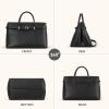 imageBOSTANTEN Work Tote Bags for Women Suede Leather Top Handle Satchel Crossbody Bag shoulder Purse with Adjustable StrapBlack