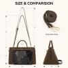 imageBOSTANTEN Work Tote Bags for Women Suede Leather Top Handle Satchel Crossbody Bag shoulder Purse with Adjustable StrapCoffee