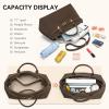 imageBOSTANTEN Work Tote Bags for Women Suede Leather Top Handle Satchel Crossbody Bag shoulder Purse with Adjustable StrapCoffee
