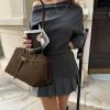 imageBOSTANTEN Work Tote Bags for Women Suede Leather Top Handle Satchel Crossbody Bag shoulder Purse with Adjustable StrapCoffee