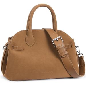 imageBOSTANTEN Suede Purse for Women Top Handle Satchel Large Tote Crossbody Handbags with Adjustable Strap and MagneticBrown