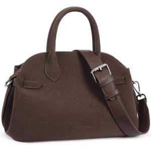 imageBOSTANTEN Suede Purse for Women Top Handle Satchel Large Tote Crossbody Handbags with Adjustable Strap and MagneticCoffee