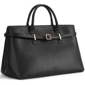 imageBOSTANTEN Work Tote Bags for Women Suede Leather Top Handle Satchel Crossbody Bag shoulder Purse with Adjustable StrapBlack