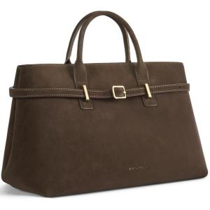 imageBOSTANTEN Work Tote Bags for Women Suede Leather Top Handle Satchel Crossbody Bag shoulder Purse with Adjustable StrapCoffee