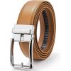 imageBOSTANTEN Mens Belt Leather Ratchet 1 38 Belt For Men Gift Dress and Casual with Adjustable Buckle Trim to Fit012silverbrown
