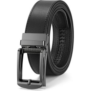 imageBOSTANTEN Mens Belt Leather Ratchet 1 38 Belt For Men Gift Dress and Casual with Adjustable Buckle Trim to Fit002glossy Black