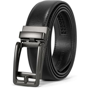 imageBOSTANTEN Mens Belt Leather Ratchet 1 38 Belt For Men Gift Dress and Casual with Adjustable Buckle Trim to Fit006black