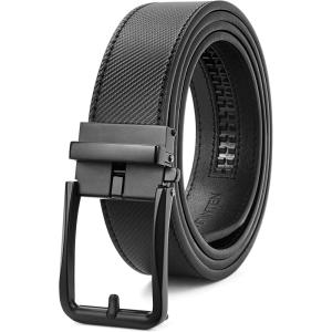 imageBOSTANTEN Mens Belt Leather Ratchet 1 38 Belt For Men Gift Dress and Casual with Adjustable Buckle Trim to Fit010all Black