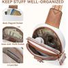 imageBOSTANTEN Sling Bag for Women Crossbody Bag Vegan Leather Cross Body Purse Large Fanny Pack Travel PurseBeige