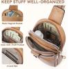 imageBOSTANTEN Sling Bag for Women Crossbody Bag Vegan Leather Cross Body Purse Large Fanny Pack Travel PurseLight Brown