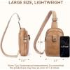 imageBOSTANTEN Sling Bag for Women Crossbody Bag Vegan Leather Cross Body Purse Large Fanny Pack Travel PurseLight Brown
