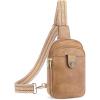 imageBOSTANTEN Sling Bag for Women Crossbody Bag Vegan Leather Cross Body Purse Large Fanny Pack Travel PurseLight Brown