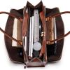 imageBOSTANTEN Leather Briefcase for Women Vintage 156 inch Laptop Bag for Women Business Tote Shoulder HandbagBrown