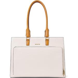 imageBOSTANTEN Leather Briefcase for Women Vintage 156 inch Laptop Bag for Women Business Tote Shoulder HandbagBeige