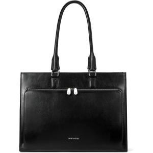 imageBOSTANTEN Leather Briefcase for Women Vintage 156 inch Laptop Bag for Women Business Tote Shoulder HandbagBlack