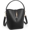 imageBOSTANTEN Small Bucket Bag for Women Trendy Vegan Leather Crossbody Bags Shoulder Purses Designer Ladies HandbagsBlack