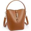 imageBOSTANTEN Small Bucket Bag for Women Trendy Vegan Leather Crossbody Bags Shoulder Purses Designer Ladies HandbagsBrown