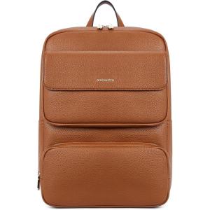 imageBOSTANTEN Leather Backpack for Women 156 inch Laptop Backpack Purse Casual Business Travel Computer Shoulder Bags with Trolley Sleeve BrownBrown