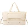 imageBOSTANTEN Large Duffle Bag for Travel ampamp Gym  Womens Weekender with Shoe Compartment ampamp Trolley Sleeve  Waterproof Mummy Hospital BagBeige