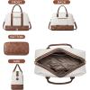 imageBOSTANTEN Weekender Bags for Women Leather Travel Duffle Bag Carry On Large Tote Duffel with Shoe Compartment and Trolley Sleeve0Beige with Brown