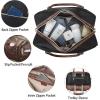imageBOSTANTEN Weekender Bags for Women Leather Travel Duffle Bag Carry On Large Tote Duffel with Shoe Compartment and Trolley Sleeve0Black with Brown