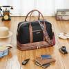 imageBOSTANTEN Weekender Bags for Women Leather Travel Duffle Bag Carry On Large Tote Duffel with Shoe Compartment and Trolley Sleeve0Black with Brown
