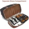 imageBOSTANTEN Weekender Bags for Women Leather Travel Duffle Bag Carry On Large Tote Duffel with Shoe Compartment and Trolley Sleeve0Black with Brown