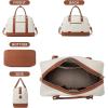 imageBOSTANTEN Weekender Bags for Women Leather Travel Duffle Bag Carry On Large Tote Duffel with Shoe Compartment and Trolley SleeveABeigeBrown