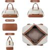 imageBOSTANTEN Weekender Bags for Women Leather Travel Duffle Bag Carry On Large Tote Duffel with Shoe Compartment and Trolley SleeveBBeigeBrown