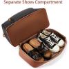 imageBOSTANTEN Weekender Bags for Women Leather Travel Duffle Bag Carry On Large Tote Duffel with Shoe Compartment and Trolley SleeveBBlackBrown