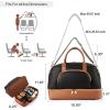 imageBOSTANTEN Weekender Bags for Women Leather Travel Duffle Bag Carry On Large Tote Duffel with Shoe Compartment and Trolley SleeveBBlackBrown