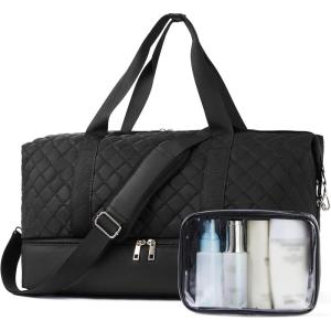 imageBOSTANTEN Large Duffle Bag for Travel ampamp Gym  Womens Weekender with Shoe Compartment ampamp Trolley Sleeve  Waterproof Mummy Hospital BagZBlack